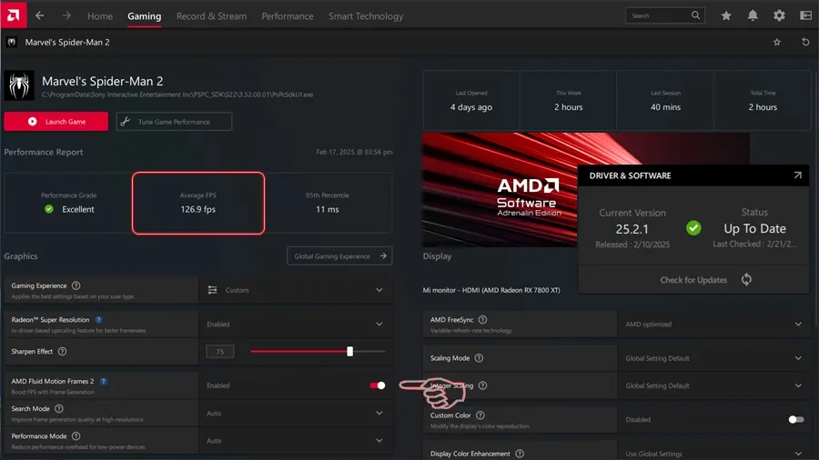 หลังอัปเดตไดร์เวอร์และเปิดใช้ตัวช่วย เฟรมเรตวิ่งอยู่ราวๆ 120 fps แต่ไม่นิ่งนะ